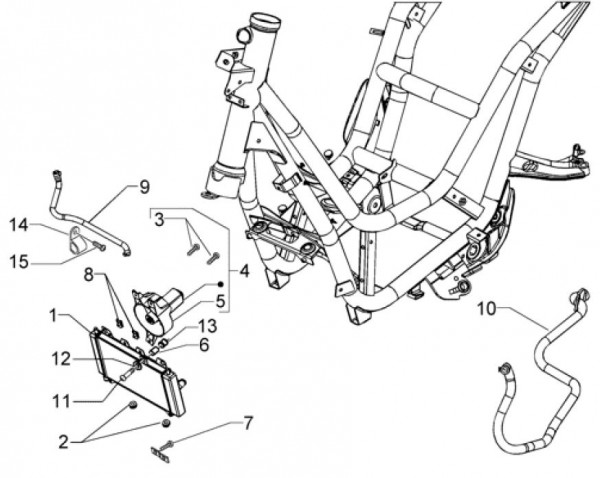 Fahrgestell Kühler - Piaggio Beverly 500ccm 4T LC 2004- ZAPM34100