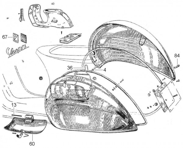 Fahrgestell Seitenverkleidungen - Vespa Vespa 125 125ccm 2T AC 1961-1962 VNB3T