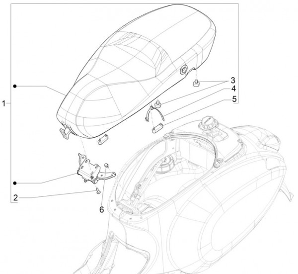 Fahrgestell Sitz - Vespa Sprint 50ccm 4T 3V AC 2017- ZAPCA0101