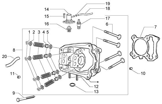 Motor Zylinderkopf - Vespa GT 125ccm 4T LC 2005- ZAPM3110000001001