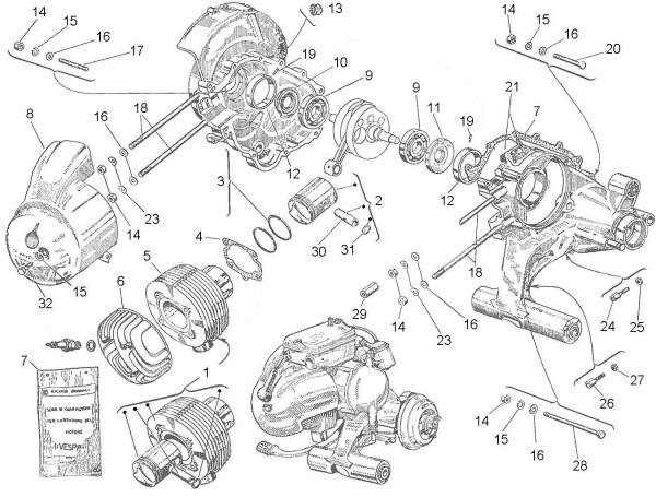 Motor Zylinder - Vespa Vespa 150 150ccm 2T AC 1961-1962 VBB1T
