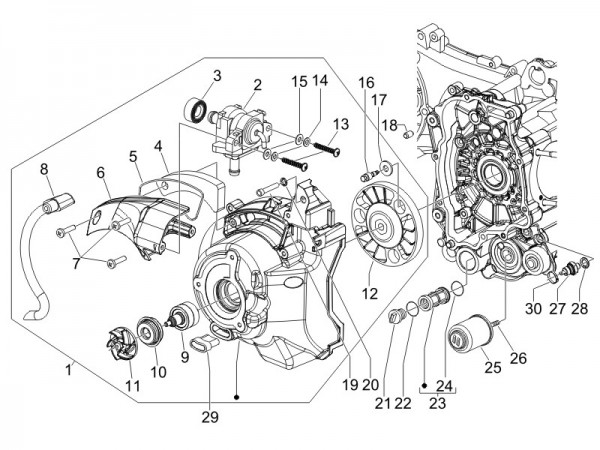Motor Schwungradabdeckung - Vespa GT 125ccm 4T LC 2006- ZAPM31100
