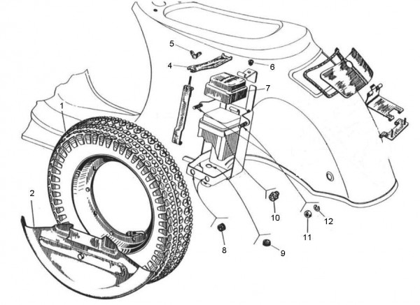 Elektrische Anlage Batterie - Vespa Super Sport 180ccm 2T AC 1965-1968 VSC1T