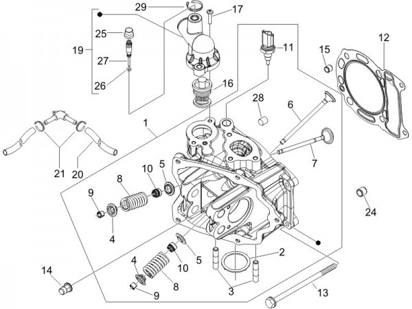 Motor Zylinderkopf - Piaggio Beverly 125ccm 4T LC 2007- ZAPM28900
