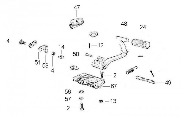 Bowdenzüge Fußbremspedal - Vespa Vespa 90 Racer 90ccm 2T AC 1971-1973 V9SS2T