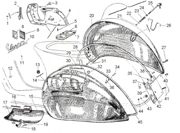Fahrgestell Seitenverkleidungen - Vespa Vespa 125 125ccm 2T AC 1961- VNB2T