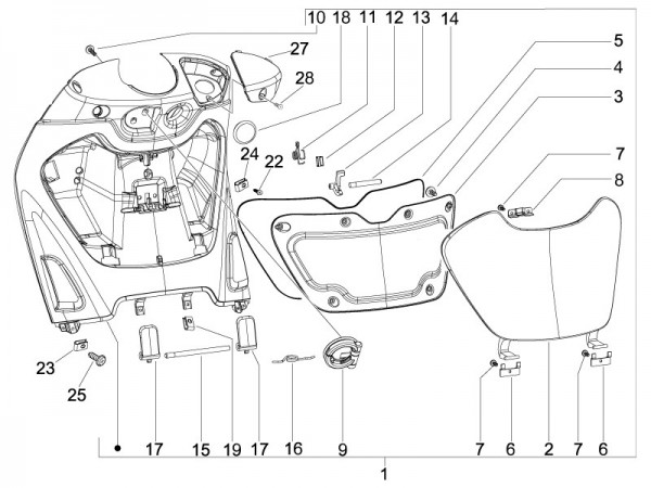 Fahrgestell Gepäckfach - Piaggio Beverly 125ccm 4T LC 2007- ZAPM28900