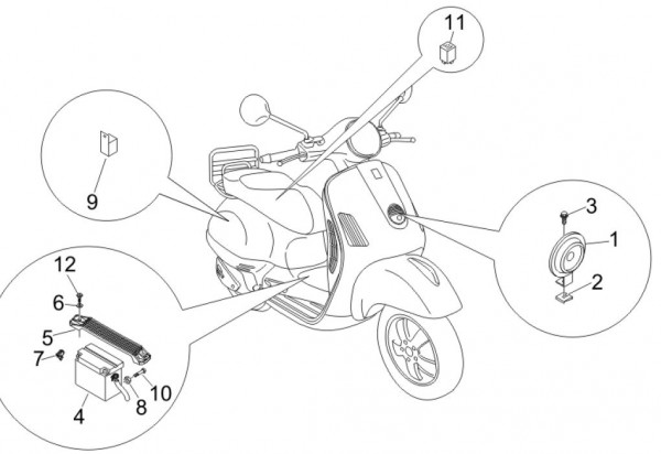 Elektrische Anlage Batterie - Vespa GTS 125ccm 4T LC 2012- ZAPM31300