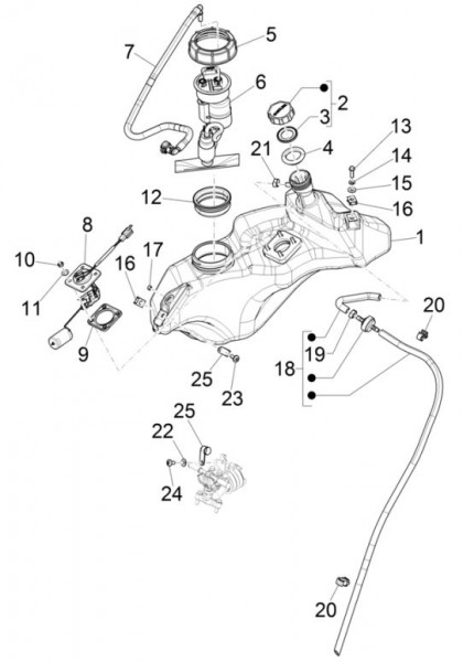 Fahrgestell Benzintank - Vespa Sprint 50ccm 4T 3V AC 2017- ZAPCA0101