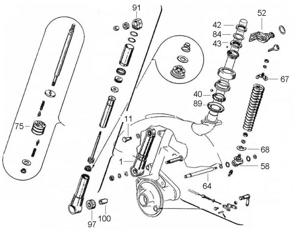 Radaufhängung Stoßdämpfer vorn - Vespa Vespa 125 125ccm 2T AC 1961-1962 VNB3T
