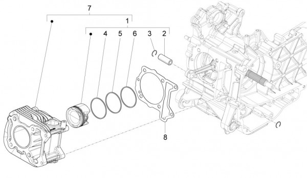 Motor Zylinder - Vespa Sprint 125ccm 4T 3V AC 2017- ZAPMA1300
