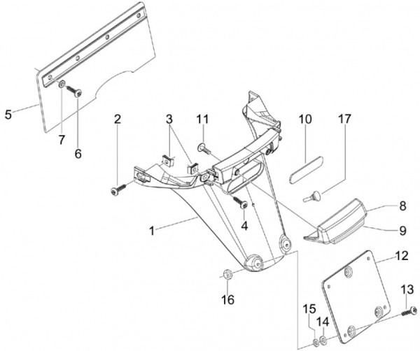 Fahrgestell Kennzeichenträger - Vespa S 50ccm 4T 2V AC 2010- ZAPC38901