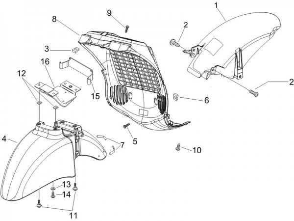 Fahrgestell Kotflügel - Piaggio Beverly 125ccm 4T LC 2007- ZAPM28900