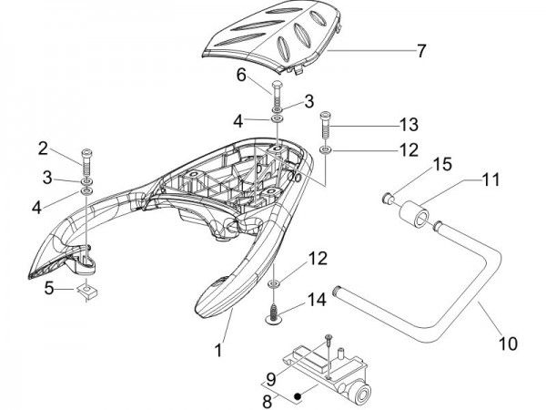 Fahrgestell Gepäckträger hinten - Piaggio Beverly 125ccm 4T LC 2007- ZAPM28900
