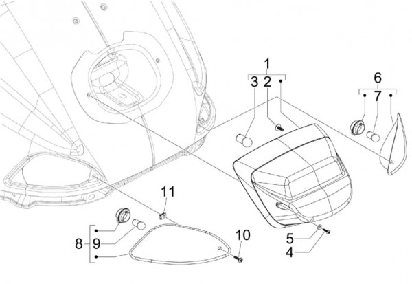 Elektrische Anlage Rücklicht - Vespa S 50ccm 2T AC 2007- ZAPC38402
