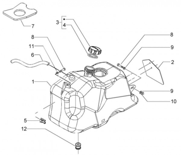 Fahrgestell Benzintank - Piaggio Beverly 500ccm 4T LC 2004- ZAPM34100