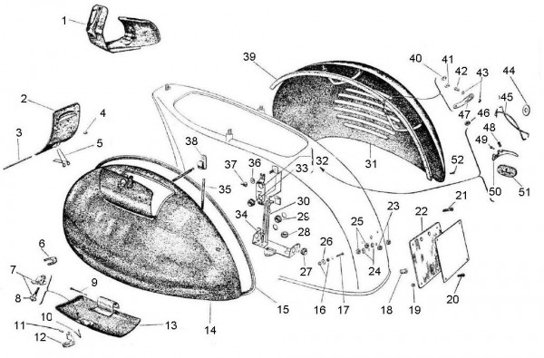 Fahrgestell Seitenverkleidungen - Vespa Vespa 150 150ccm 2T AC 1957-1958 VB1T