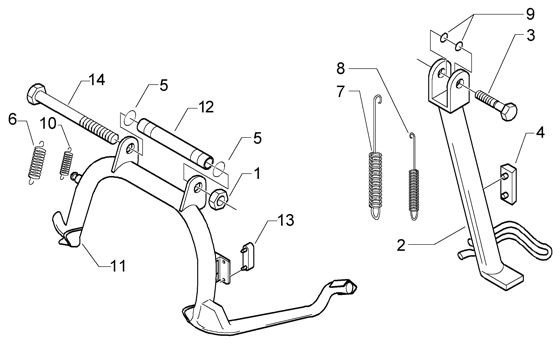 Fahrgestell Hauptständer - Vespa GT 200ccm 4T LC 2005- ZAPM3120000001001