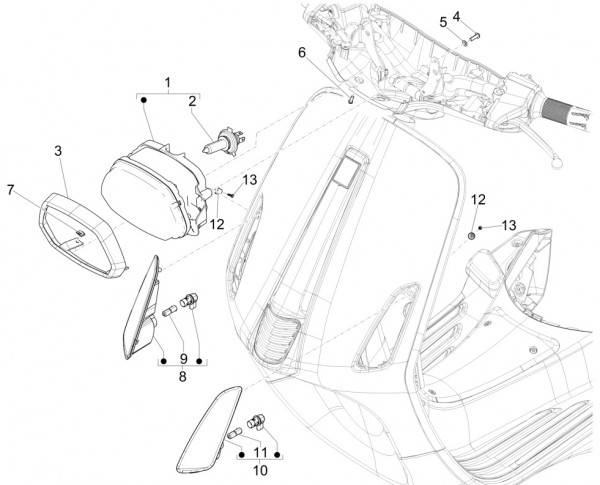 Elektrische Anlage Scheinwerfer - Vespa Sprint 150ccm 4T 3V AC 2017- ZAPMA1400