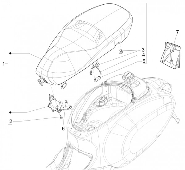 Fahrgestell Sitz - Vespa Sprint 150ccm 4T 3V AC 2017- ZAPMA1400