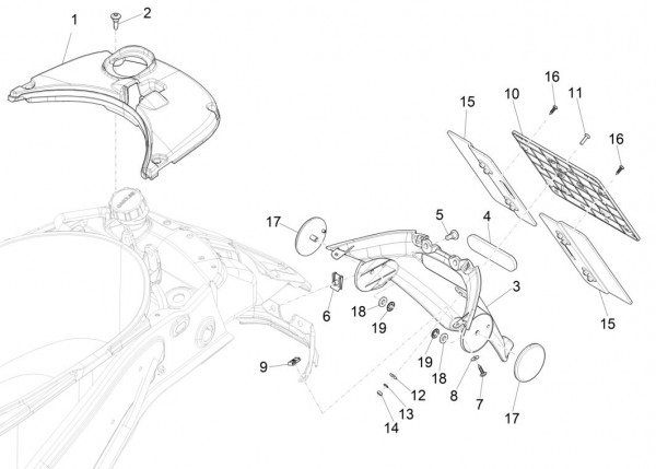 Fahrgestell Kennzeichenträger - Vespa Sprint 125ccm 4T 3V AC 2017- ZAPMA1300