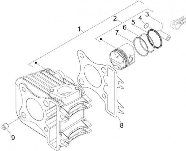 Motor Zylinder - Vespa S 50ccm 4T 2V AC 2012- ZAPC38901