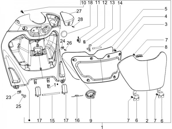 Fahrgestell Gepäckfach - Piaggio Beverly 250ccm 4T LC 2006- ZAPM28800