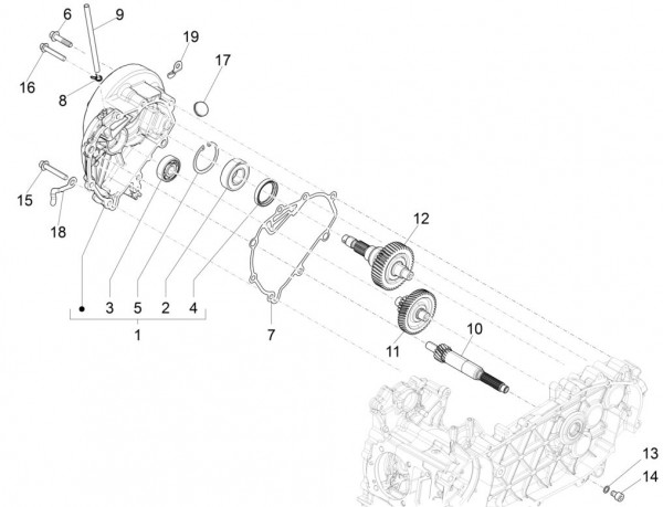 Motor Getriebe - Vespa Sprint 125ccm 4T 3V AC 2017- ZAPMA1300