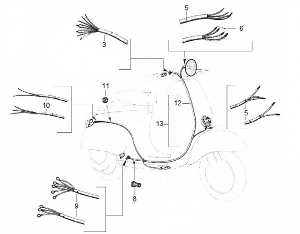 Elektrische Anlage Kabelbaum - Vespa Vespa 50 50ccm 2T AC 1963- V5A1T