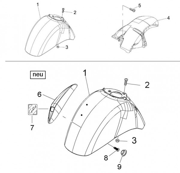 Fahrgestell Kotflügel - Vespa GT 125ccm 4T LC 2006- ZAPM31100