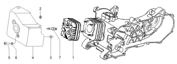Motor Zylinderkopf - Vespa S 50ccm 2T AC 2007- ZAPC38402