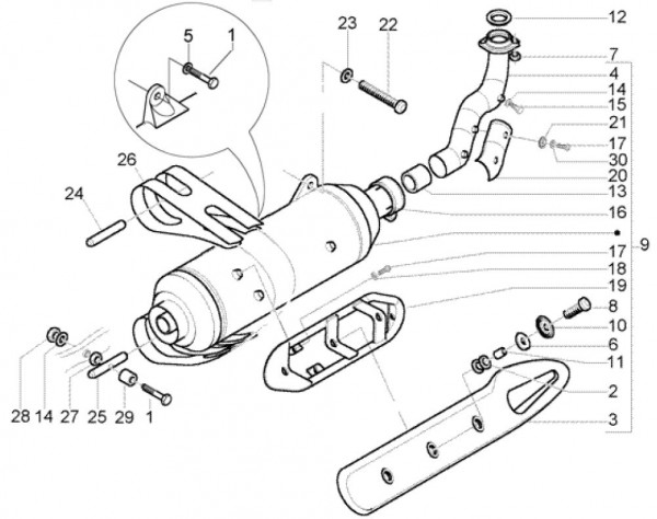 Motor Auspuff - Piaggio Beverly 500ccm 4T LC 2004- ZAPM34100