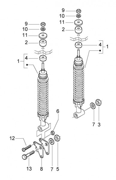 Radaufhängung Stoßdämpfer hinten - Vespa GT 200ccm 4T LC 2006- ZAPM3120000001001