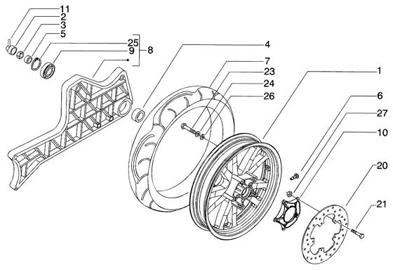 Radaufhängung Hinterrad - Piaggio Beverly 200ccm 4T LC 2004- ZAPM2820000001001