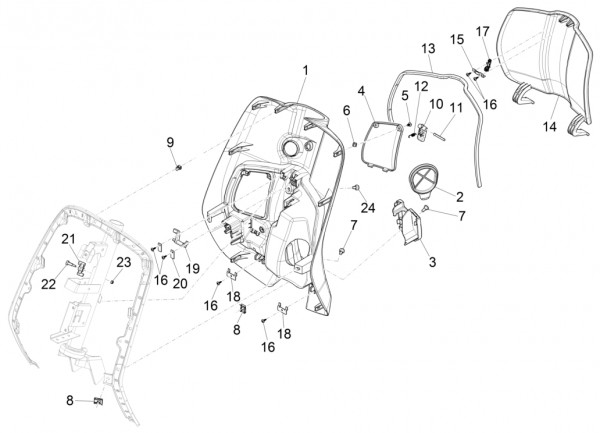 Fahrgestell Gepäckfach - Vespa Sprint 150ccm 4T 3V AC 2017- ZAPMA1400