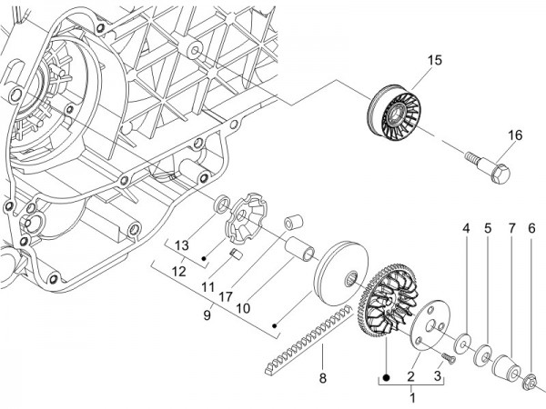 Motor treibende Riemenscheibe - Piaggio Beverly 125ccm 4T LC 2007- ZAPM28900
