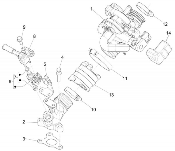Motor Drosselklappengehäuse - Vespa Sprint 50ccm 4T 3V AC 2017- ZAPCA0201