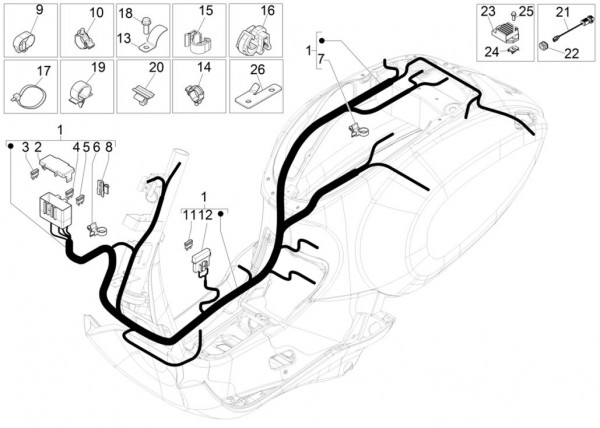 Elektrische Anlage Kabelbaum - Vespa Sprint 50ccm 4T 3V AC 2017- ZAPCA0201