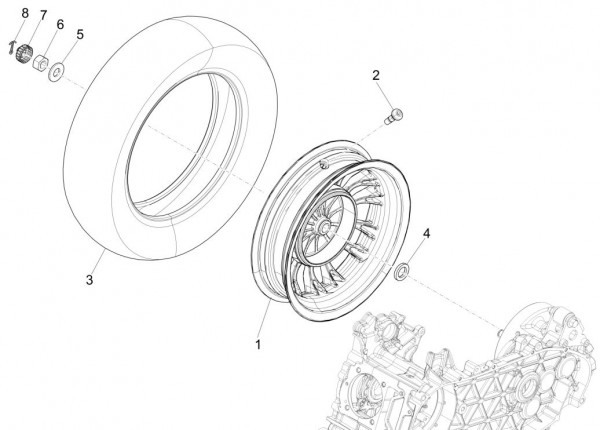 Radaufhängung Hinterrad - Vespa Sprint 50ccm 4T 3V AC 2017- ZAPCA0201