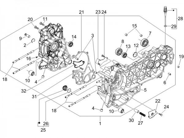 Motor Kurbelgehäuse - Piaggio Beverly 125ccm 4T LC 2007- ZAPM28900