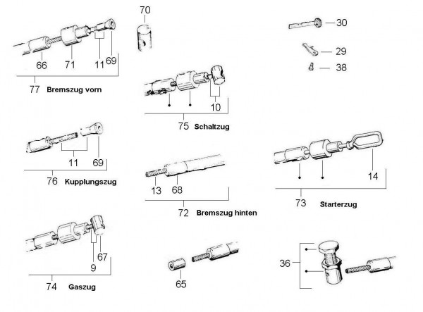 Bowdenzüge Bowdenzüge - Vespa Vespa 90 90ccm 2T AC 1965- V9SA1