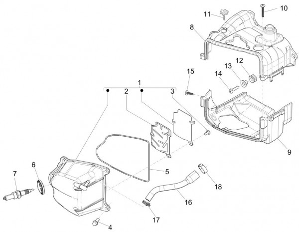 Motor Zylinderkopfabdeckungen - Vespa Sprint 50ccm 4T 3V AC 2017- ZAPCA0101