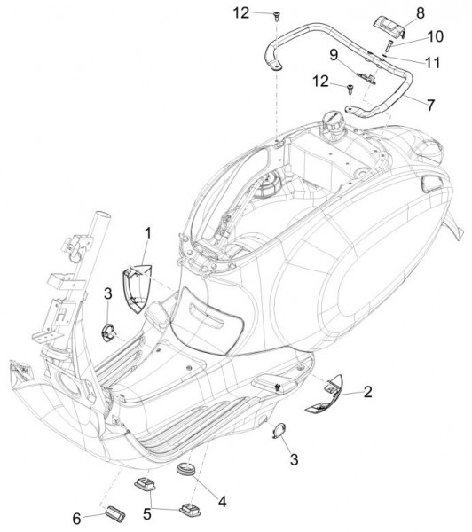 Fahrgestell Seitenverkleidungen - Vespa Sprint 50ccm 4T 3V AC 2017- ZAPCA0101