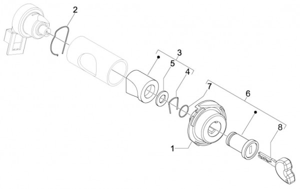 Elektrische Anlage Schloßsatz - Vespa S 50ccm 4T 2V AC 2010- ZAPC38901