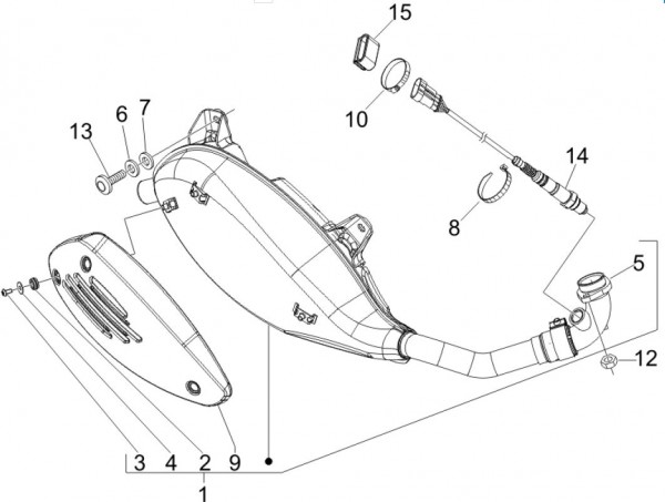 Motor Auspuff - Vespa GT 250ccm 4T LC 2006- ZAPM45102