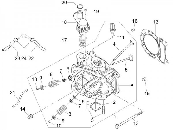 Motor Zylinderkopf - Vespa GT 125ccm 4T LC 2006- ZAPM31100