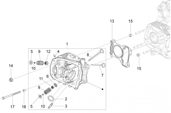 Motor Zylinderkopf - Vespa Sprint 125ccm 4T 3V AC 2017- ZAPMA1300