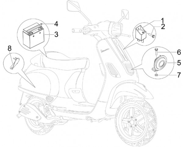 Elektrische Anlage Batterie - Vespa S 50ccm 2T AC 2007- ZAPC38402