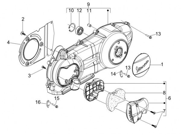 Motor Gehäusedeckel - Vespa GT 250ccm 4T LC 2006- ZAPM45102