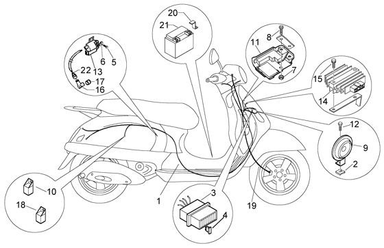 Elektrische Anlage Kabelbaum - Vespa GT 125ccm 4T LC 2003- ZAPM3110000001001